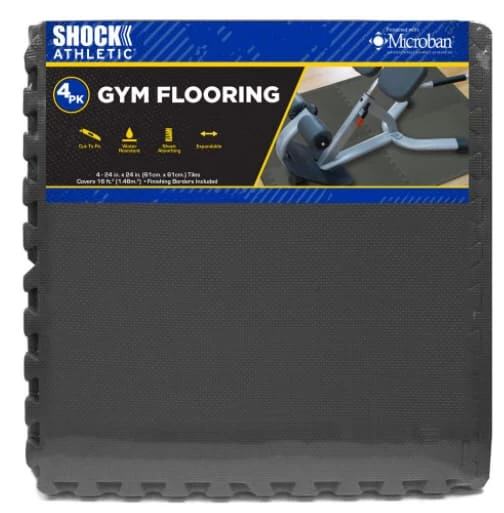 NA Shock Athletic Gym Flooring Tiles, 24-in, 4-pk 1 NA Shock Athletic Gym Flooring Tiles, 24-in, 4-pk