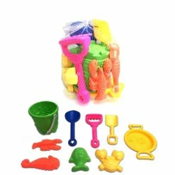 NA Agglo Kids' Beach Sand Toy Play Set W/ Bucket, Sieve, Molds, Shovel & Rake, Age 2+, 9-Pc