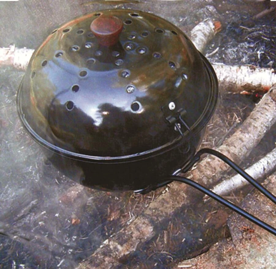 Rome Enamel Big Bowl Popcorn Popper With Wooden Handle For Campsite 2 Rome Enamel Big Bowl Popcorn Popper With Wooden Handle For Campsite - Image 2