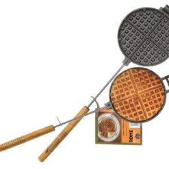 NA Rome Chuckwagon Cast Iron Waffle Iron With Long Handle, 23-in