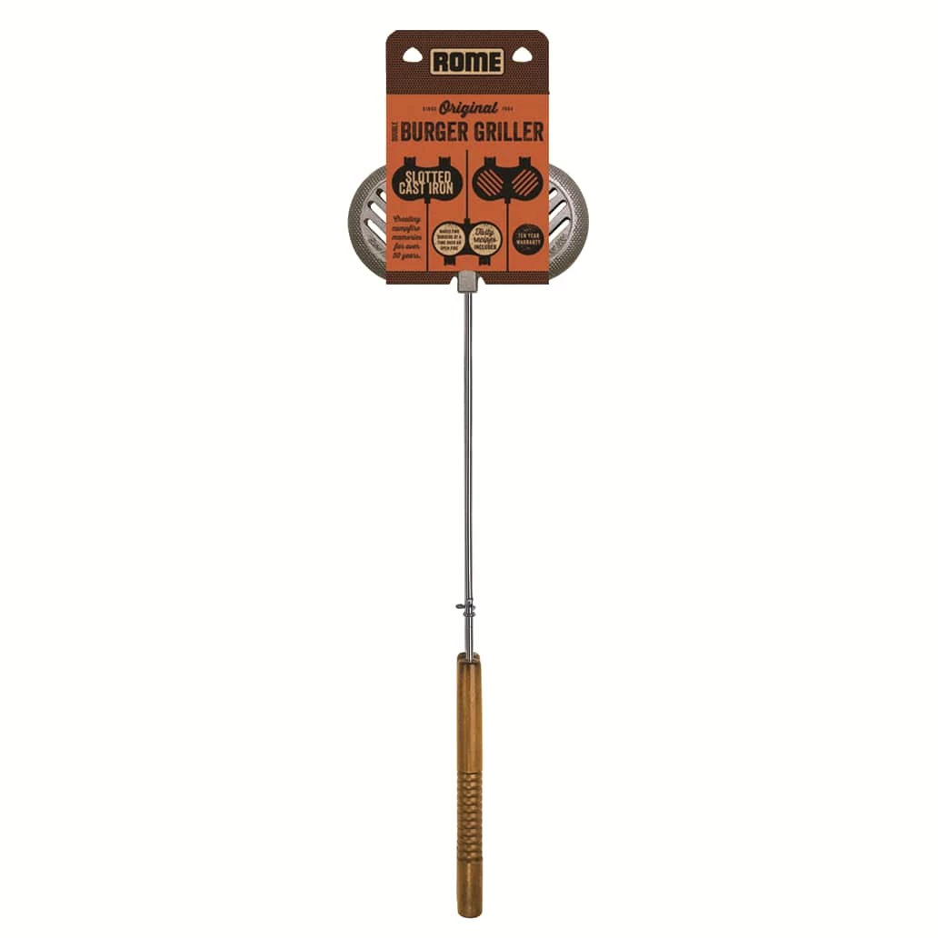 NA Rome Wilderness Cast Iron Double Grill Iron, With Wood Handle, 28-in 2 NA Rome Wilderness Cast Iron Double Grill Iron, With Wood Handle, 28-in - Image 2