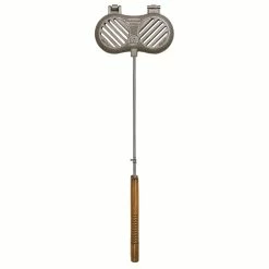 NA Rome Wilderness Cast Iron Double Grill Iron, With Wood Handle, 28-in