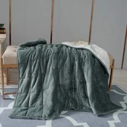 NA Hooded Weighted Velvet Sherpa Throw, Green, 10-lbs -NA-The Wonderful Everyday hooded weighted velvet sherpa throw green f6997185 1ba1 4f27 b7df da9659854568