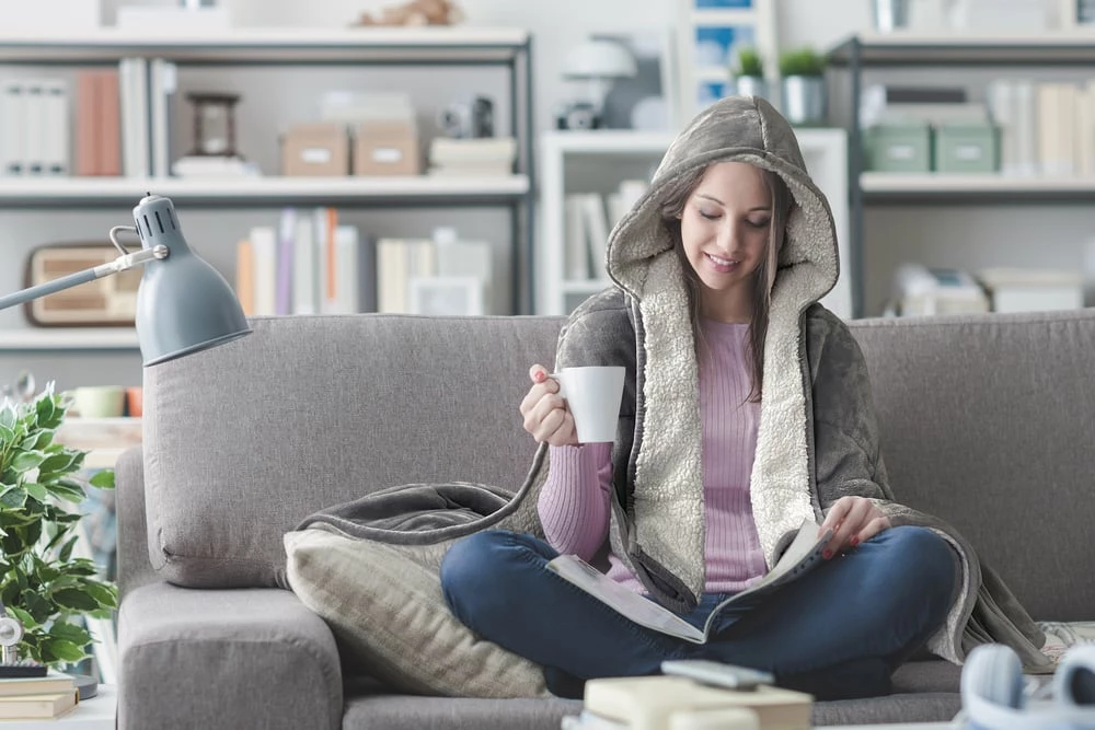 NA Hooded Weighted Velvet Sherpa Throw, Grey, 10-lbs 6 NA Hooded Weighted Velvet Sherpa Throw, Grey, 10-lbs - Image 6