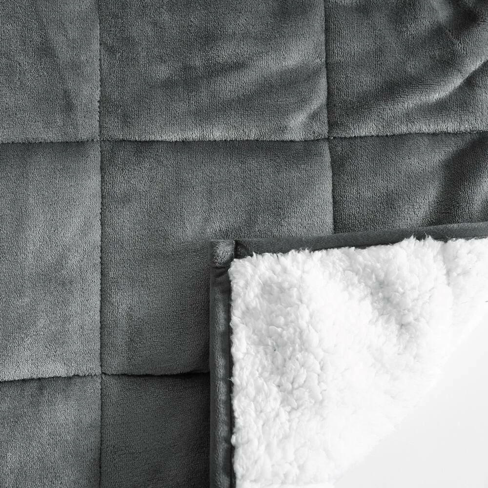 NA Hooded Weighted Velvet Sherpa Throw, Grey, 10-lbs 10 NA Hooded Weighted Velvet Sherpa Throw, Grey, 10-lbs - Image 10