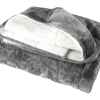 NA Hooded Weighted Velvet Sherpa Throw, Grey, 10-lbs