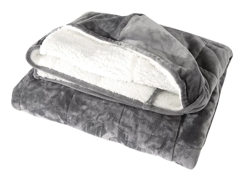 NA Hooded Weighted Velvet Sherpa Throw, Grey, 10-lbs 1 NA Hooded Weighted Velvet Sherpa Throw, Grey, 10-lbs