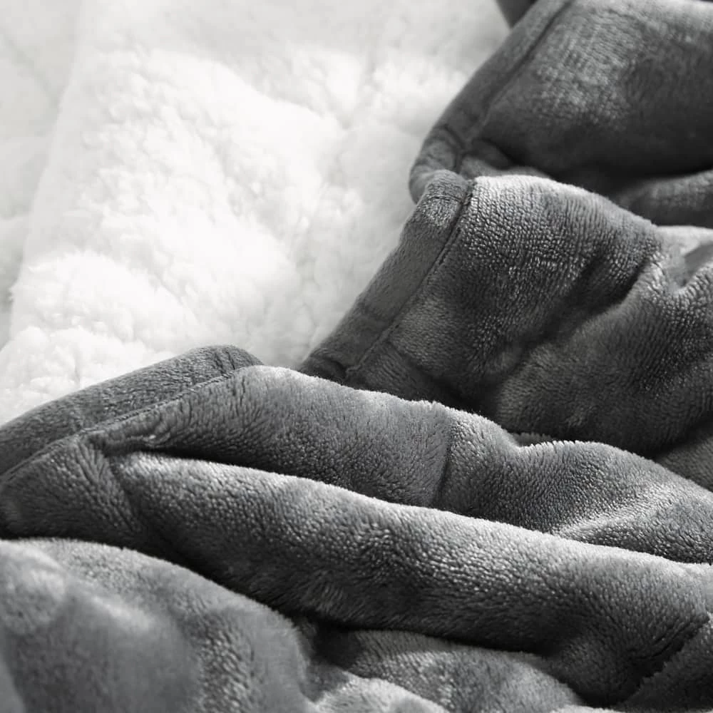 NA Hooded Weighted Velvet Sherpa Throw, Grey, 10-lbs 11 NA Hooded Weighted Velvet Sherpa Throw, Grey, 10-lbs - Image 11