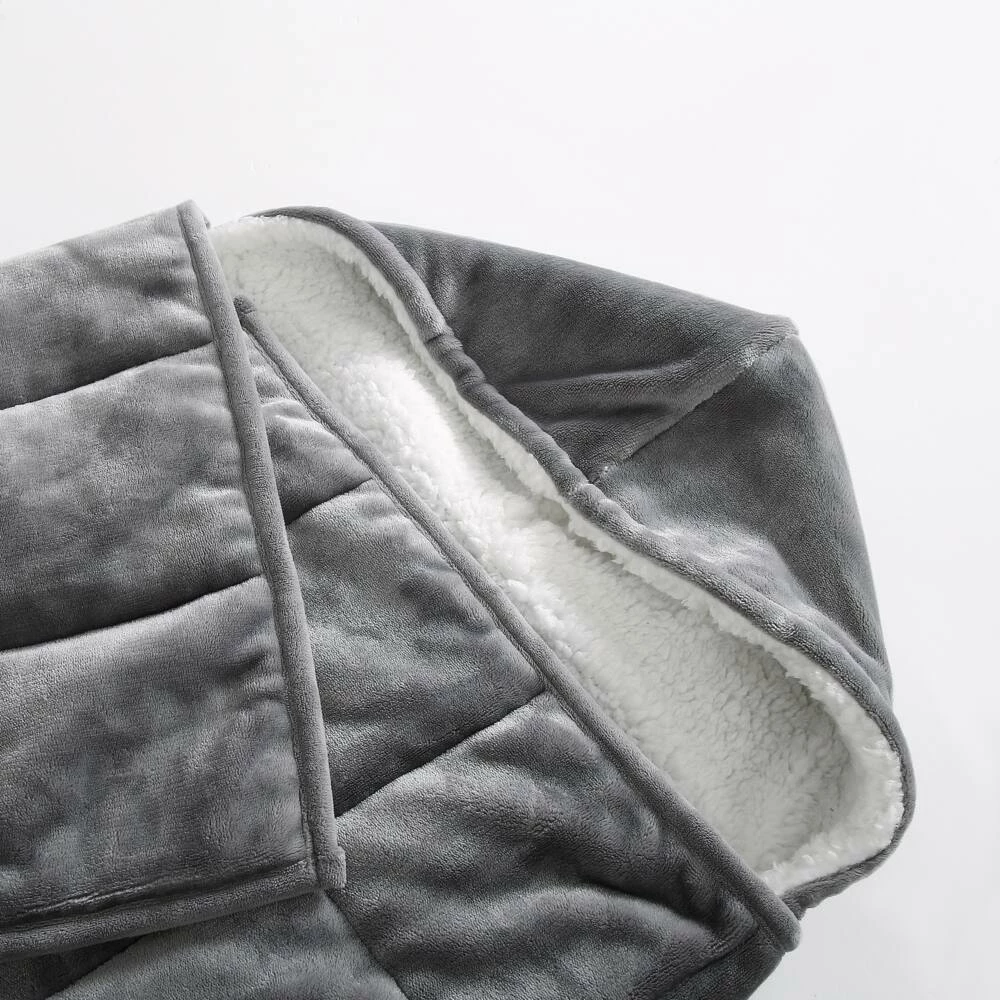 NA Hooded Weighted Velvet Sherpa Throw, Grey, 10-lbs 2 NA Hooded Weighted Velvet Sherpa Throw, Grey, 10-lbs - Image 2