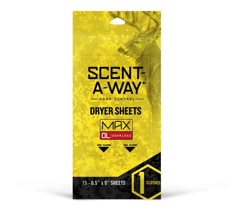 NA Hunters Specialties Scent-A-Way® MAX Hunting Odourless Dryer Sheets, 6.5 X 9-in, 15-pk 1 NA Hunters Specialties Scent-A-Way® MAX Hunting Odourless Dryer Sheets, 6.5 X 9-in, 15-pk