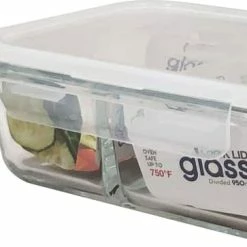 NA Divided Glass Locklid Container, 950-mL