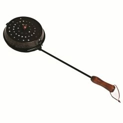 Rome Enamel Round Popcorn Popper With Wooden Handle For Campsite